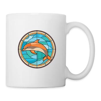 Dolphin Colorful Watercolor Animal Illustration - Mug - white - Right
