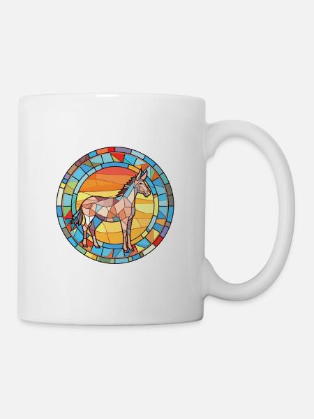 Esel bunte Aquarell-Tier-Haustier-Illustration - Tasse - Weiß