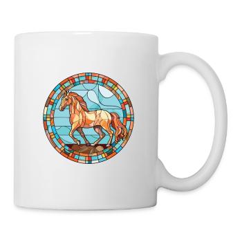 Pferd bunte Aquarell-Tier-Haustier-Illustration - Tasse - Weiß - Rechts
