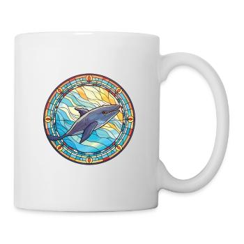 Blue Whale Colorful Watercolor Animal Illustration - Mug - white - Right