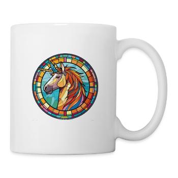 Bunte Aquarell-Tierillustration des Einhorns - Tasse - Weiß - Rechts