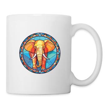 Bunte Aquarell-Tierillustration des Elefanten - Tasse - Weiß - Rechts