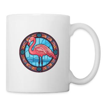 Flamingo bunte Aquarell-Tierillustration - Tasse - Weiß - Rechts