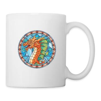 Bunte Aquarell-Tierhaustierillustration des Drachen - Tasse - Weiß - Rechts
