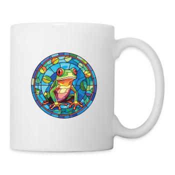 Bunte Aquarell-Tierhaustierillustration des Frosches - Tasse - Weiß - Rechts