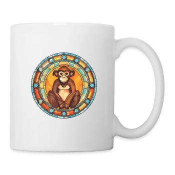 Affe buntes Aquarell Tier Haustier Illustration - Tasse - Weiß - Rechts