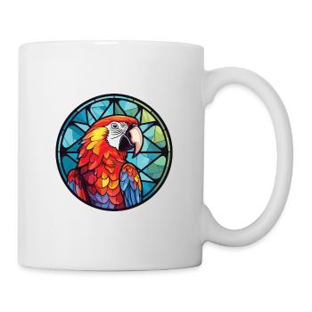 Papagei buntes Aquarell Tier Haustier Illustration - Tasse - Weiß - Rechts