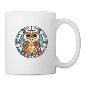 Eule buntes Aquarell Tier Haustier Illustration - Tasse - Weiß - Rechts