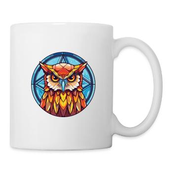 Eule Buntes Aquarell Tier Haustier Illustration - Tasse - Weiß - Rechts