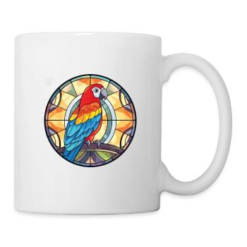 Papagei buntes Aquarell Tier Haustier Illustration - Tasse - Weiß - Rechts