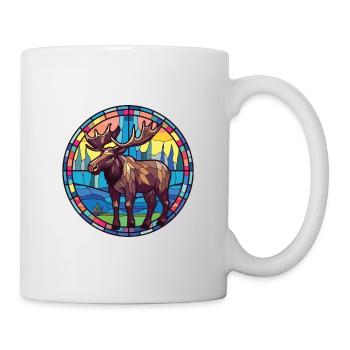 Elch buntes Aquarell Tier Haustier Illustration - Tasse - Weiß - Rechts