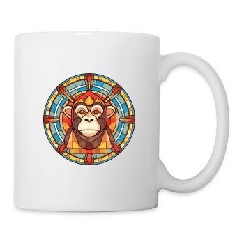 Affe buntes Aquarell Tier Haustier Illustration - Tasse - Weiß - Rechts