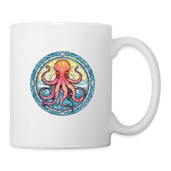 Oktopus bunte Aquarell-Tier-Illustration - Tasse - Weiß - Rechts