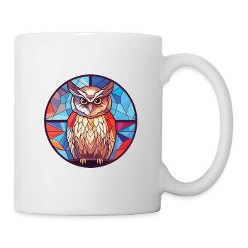 Eule buntes Aquarell Tier Haustier Illustration - Tasse - Weiß - Rechts