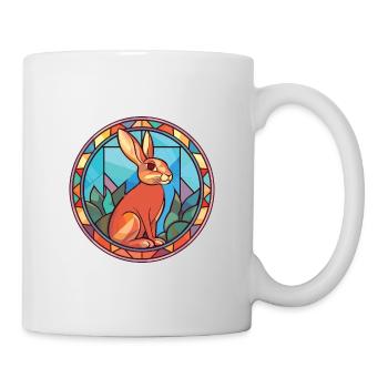 Kaninchen buntes Aquarell Tier Haustier Illustration - Tasse - Weiß - Rechts