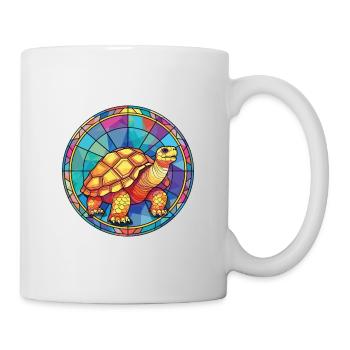 Schildkröte buntes Aquarell Tier Illustration - Tasse - Weiß - Rechts