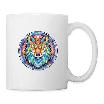 Wolf Colorful Watercolor Animal Pet Illustration - Mug - white - Right