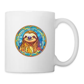 Faultier buntes Aquarell Tier Haustier Illustration - Tasse - Weiß - Rechts