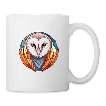 Schleiereule bunte Aquarell-Tier-Illustration - Tasse - Weiß - Rechts