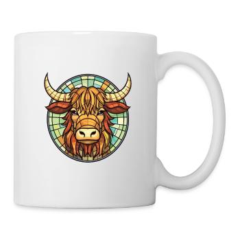 Highland Cow Colorful Watercolor Animal Cartoon - Mug - white - Right