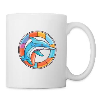 Dolphin Colorful Watercolor Animal Illustration - Mug - white - Right