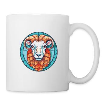 Schaf buntes Aquarell Tier Haustier Illustration - Tasse - Weiß - Rechts
