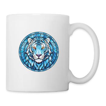 Bleu Aquatique Tigre Aquarelle Colorée Animal de compagnie - Mug blanc - blanc - Droite