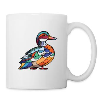 Mandarin Duck Colorful Watercolor Animal Cartoon - Mug - white - Right