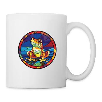 Frosch buntes Aquarell Tier Haustier Illustration - Tasse - Weiß - Rechts
