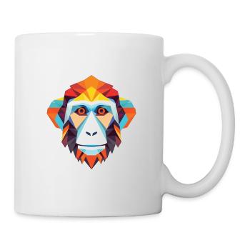 Monkey Macaque Colorful Watercolor Animal Cartoon - Mug - white - Right