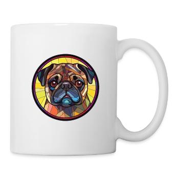Mops buntes Aquarell Tier Haustier Illustration - Tasse - Weiß - Rechts