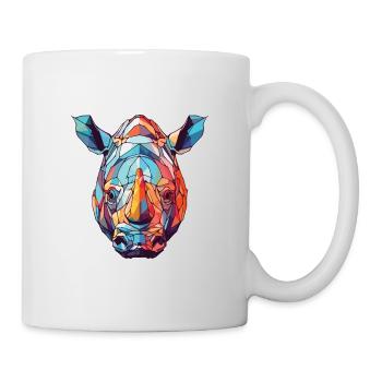 Nashorn buntes Aquarell Tier Haustier Illustration - Tasse - Weiß - Rechts