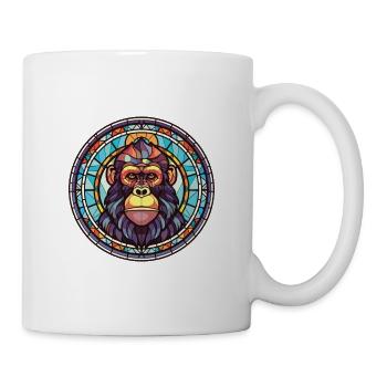 Affe buntes Aquarell Tier Haustier Illustration - Tasse - Weiß - Rechts