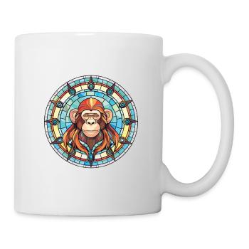 Affe buntes Aquarell Tier Haustier Illustration - Tasse - Weiß - Rechts