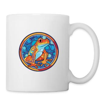 Frosch buntes Aquarell Tier Haustier Illustration - Tasse - Weiß - Rechts
