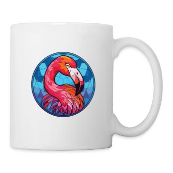 Flamingo Buntes Aquarell Tier Illustration - Tasse - Weiß - Rechts