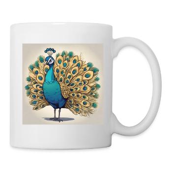 Pfau - Tasse - Weiß - Rechts