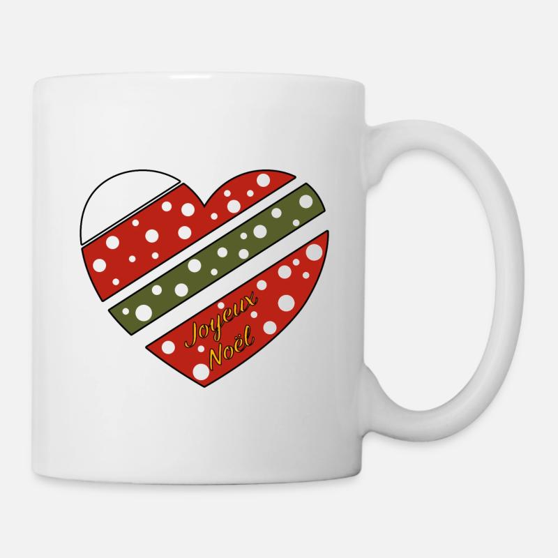 Coeur Joyeux Noël avec flocon de neige - Mug blanc - blanc