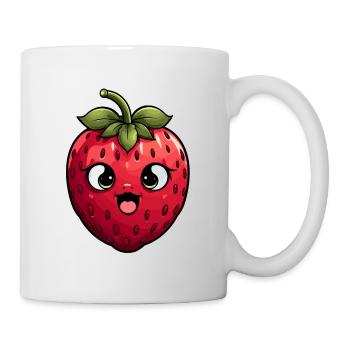 Süße lustige Erdbeere Sommer Kawaii Geschenk - Tasse - Weiß - Rechts