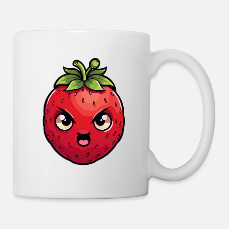 Böse Verärgerte Erdbeere Sommer Kawaii Geschenk - Tasse - Weiß