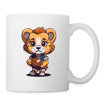 Mignon lion mascotte d’animal de football américain - Mug blanc - blanc - Droite