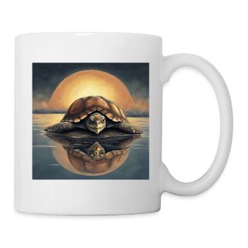 Schildkröte vor Sonnenuntergang - Tasse - Weiß - Rechts
