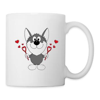 HUND - LIEBE - SCHLITTENHUND - HUSKY - HERZEN - Tasse - Weiß - Rechts