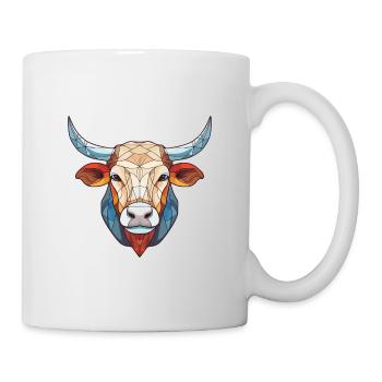 Bull Colorful Watercolor Animal Pet Illustration - Mug - white - Right