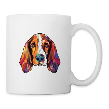 Basset Hund Buntes Aquarell Tier Haustier - Tasse - Weiß - Rechts