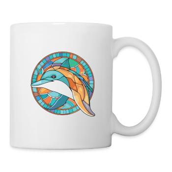 Dolphin Colorful Watercolor Animal Illustration - Mug - white - Right