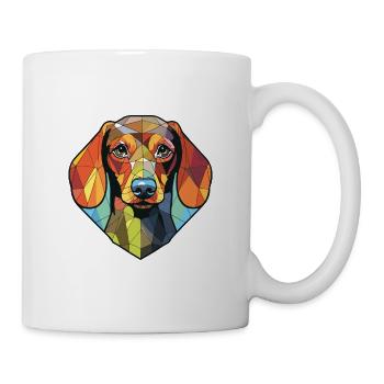 Dackelhund Buntes Aquarell Tier Cartoon - Tasse - Weiß - Rechts