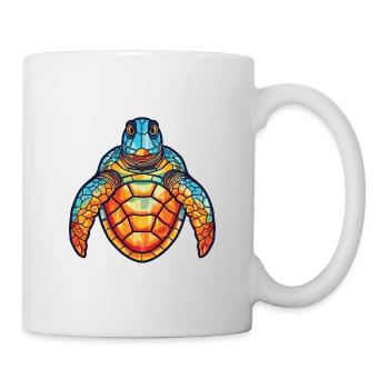 Sea Turtle Colorful Watercolor Animal Illustration - Mug - white - Right