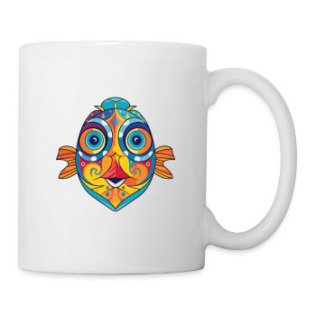 Flounder Fish Colorful Watercolor Animal Cartoon - Mug - white - Right