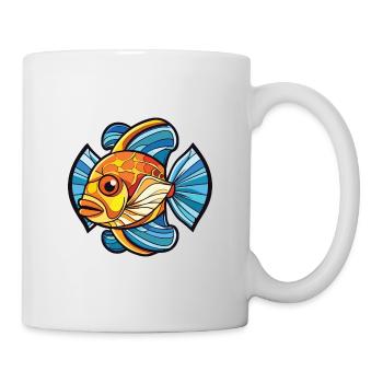 Flounder Fish Colorful Watercolor Animal Cartoon - Mug - white - Right